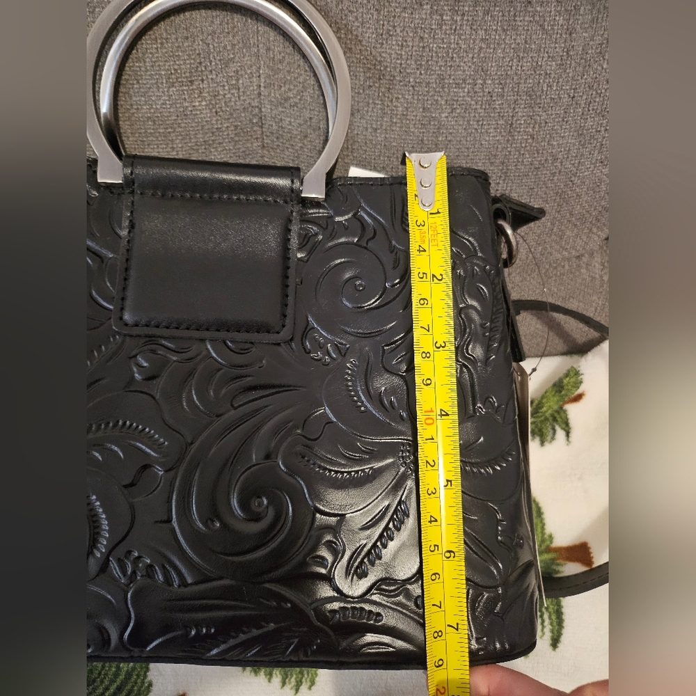 Patricia Nash Empoli Black Embossed Leather handbag - Picture 11 of 12